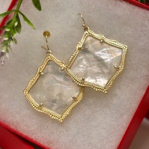 Kendra Scott,  Kirsten White Pearl Abalone Yellow Gold Plated Earrings